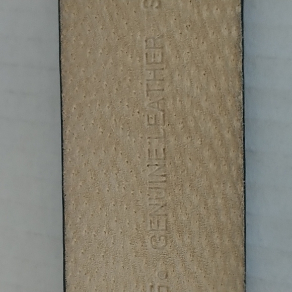 Chico's Distressed Bronze Silver tone Disc Belt Black Leather Adjustable - Picture 4 of 10